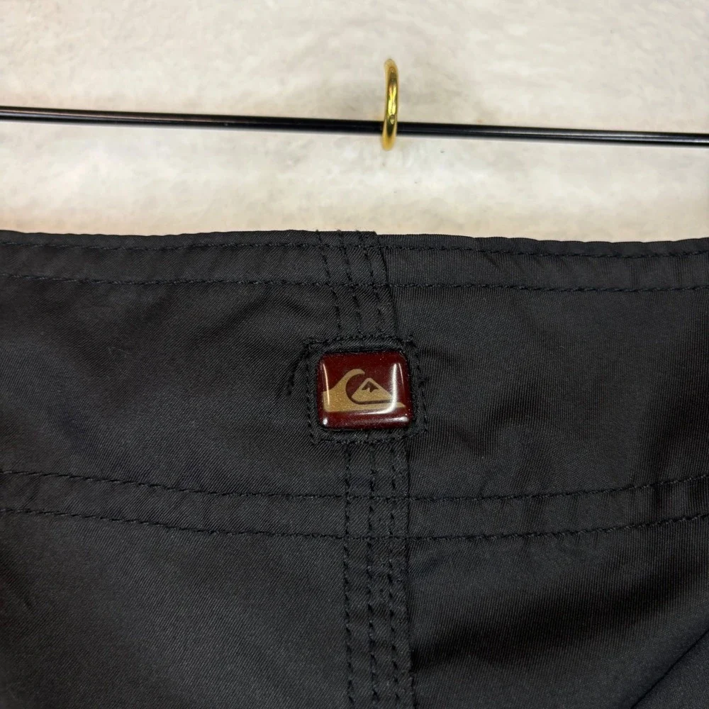 Quiksilver Mens Black Cargo Board Shorts Drawstring Swim Trunks Size 35